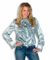 Vintage rouches blouse zilver dames