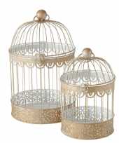 Vintage set van 2x home decoratie vogelkooien goud 25 x 40 cm en 19 x 30 cm