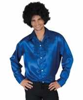 Vintage toppers voordelige blauwe rouche blouse voor heren