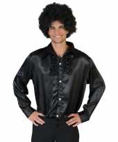 Vintage voordelige zwarte rouche blouse voor heren