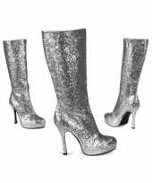 Vintage zilveren glitter laarzen met hak