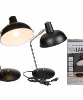 Vintage zwarte retro tafellamp bureaulamp metaal 35 cm
